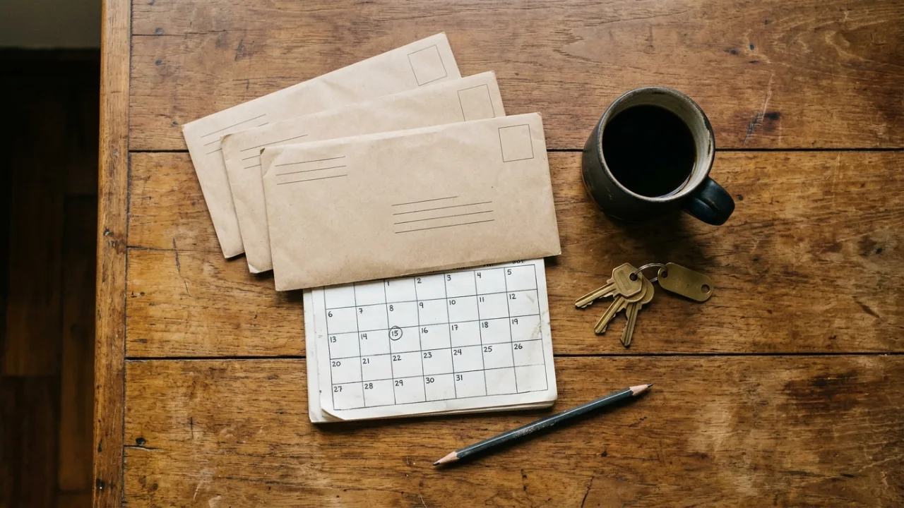 Mesa com contas e calendário: a operação doméstica, não o mercado financeiro.